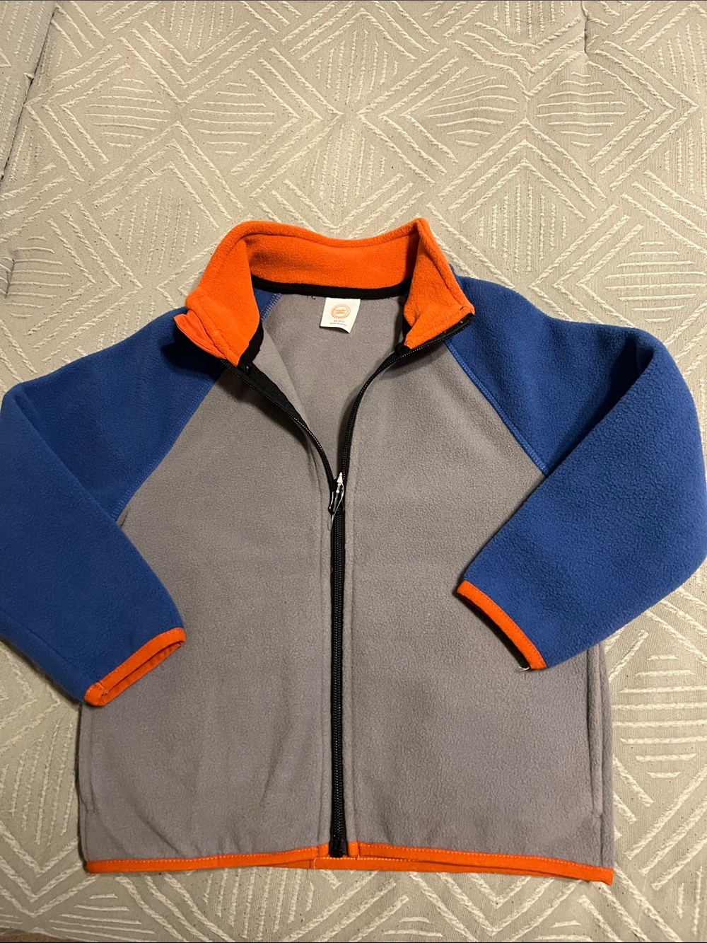 Wonder Nation Gray Fleece Jacket with Blue Sleeves and Orange Trim for kids!
